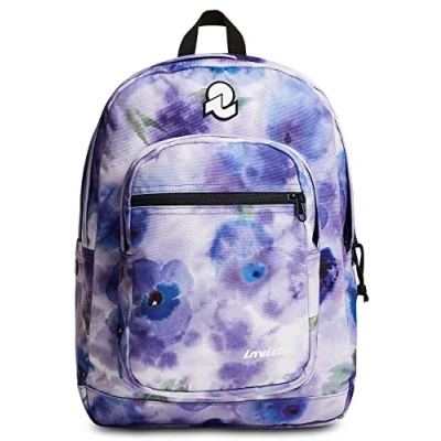 Abbildung von Invicta Rucksack aus nachhaltigem Stoff, Backpack mit Trinkflaschenfach, Laptopfach, Extra Platz 38 LT Unisex, für Schule, Sport und Freizeit, italienisches Design, violett, JELEK