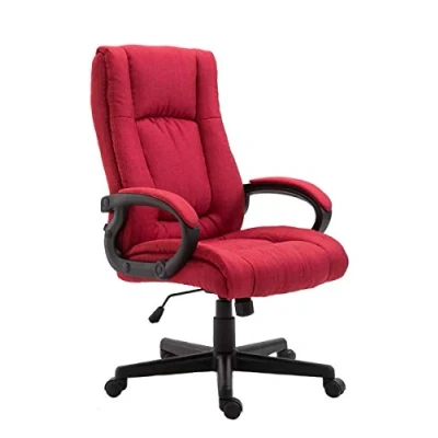 Abbildung von CLP Bürostuhl XL Sparta mit Stoffbezug Drehbarer Chefsessel Wippmechanismus Drehstuhl Armlehnen l Max. Belastbarkeit 140 kg, Farbe:rot