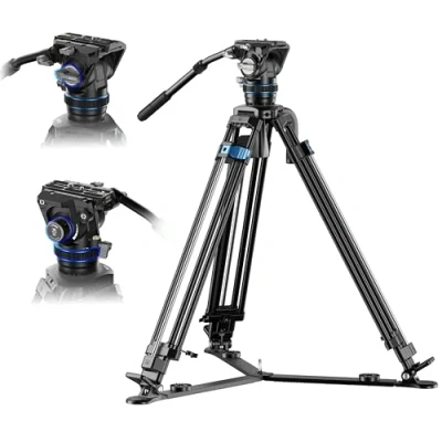 Abbildung von SIRUI SQ75A Aluminium Videostativ mit Hydraulik Fluidkopf S5 178cm Schnellaufbau System Stufenlose Dämpfung Schwenk/Neige Duale QR Platte 8kg Traglast Robuster Allrounder, SQ75A+S5
