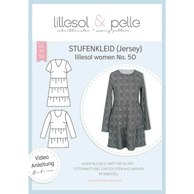 Abbildung von lillesol &amp; pelle Schnittmuster Women No.50 Stufenkleid in Größe 34 50 zum Nähen mit Foto Anleitung und Video