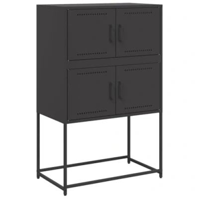 Abbildung von vidaXL Sideboard, Kommode mit Stauraum Tür, Beistellschrank für Wohnzimmer Schlafzimmer, Anrichte Highboard, Industrie Stil, Schwarz Stahl