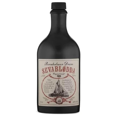 Abbildung von Bornholmer Sevablødda Dram aus Dänemark, Keramikflasche, 0,5 L, 40% Vol.