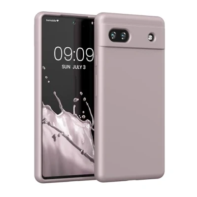 Abbildung von kwmobile Hülle kompatibel mit Google Pixel 6a Silikon Handy Case Handyhülle weiche Oberfläche kabelloses Laden Purple Cloud