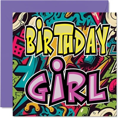 Abbildung von Lustige Geburtstagskarten für Frauen und Mädchen Steet Art Graffiti Happy Birthday Karte Tochter, Schwester, Mutter, Nichte, Freund, Bestie, Arbeitskollegen, 145 mm x