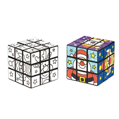 Abbildung von Baker Ross Festive Friends Puzzle Würfel zum Ausmalen, ideal für Weihnachten, Kinderkunst, Basteln und Dekorieren Jungen Mädchen (2 Stück), sortiert