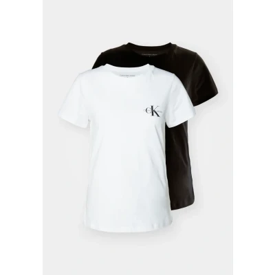 Abbildung von Calvin Klein Jeans Monologo SLIM TEE 2 PACK Tshirt print, Damen, Größe: XXS, Black/bright white