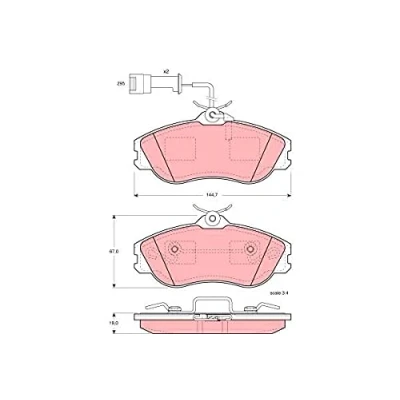 Abbildung von TRW GDB816 Bremsbelagsatz inkl. Verschleißwarnkontakt mit Bremssattelschrauben Zubehör AUDI: 80 B4 Avant, 100 C3 Limousine, Avant