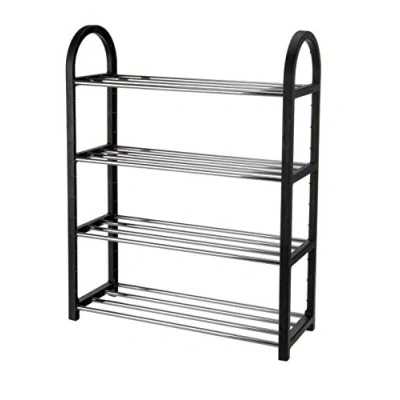 Abbildung von Metall Schuhregal in schwarz 65 x 50 cm Schuhständer für 8 Paar Schuhe Metallregal Ständer Schuhablage Schuhschrank Schuhgestell Badregal