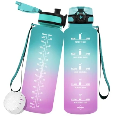 Abbildung von Vikaster 1.5l trinkflasche Sport, BPA frei 1500ml Auslaufsicher Kunststoff Wasserflasche, Große für Büro, Camping, Fitness, Wandern, Yoga, Reisen, Outdoor