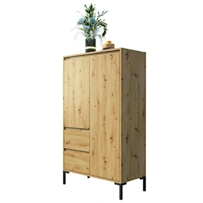 Abbildung von Newroom Highboard Savage, Wildeiche Optik Modern Industrial Sideboard Kommode Anrichte
