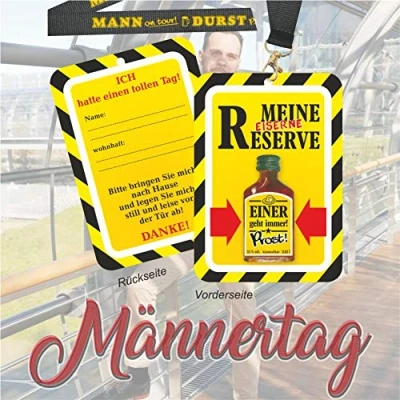 Abbildung von Glückwunschkarte zum Vatertag Eiserne Reserve Schnaps und Schlüsselband Vatertagsgeschenke Geschenk Männertag