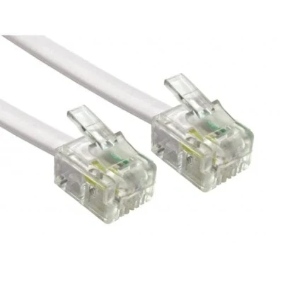 Abbildung von 2M langes RJ11 Kabel Telefonkabel, 6P4C Westernkabel auf Stecker Flachkabel Telefondose Modem Router Fax ISDN DSL VDSL Internet, Weiß, 2 Metre