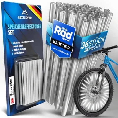 Abbildung von Nextcover® Speichenreflektoren Fahrrad Das Original [3M Scotchlite] maximale Sichtbarkeit I StVZO zugelassene Speichen Reflektoren Alternative Katzenaugen