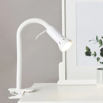 Abbildung von Brilliant dekorative Klemmleuchte praktische Klammerlampe mit Flexarm ideal als Arbeits oder Leselicht Schalter Metall/Kunststoff Weiß 52cm Höhe