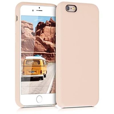 Abbildung von kwmobile Hülle kompatibel mit Apple iPhone 6 / 6S Silikon Handy Case Handyhülle weiche Oberfläche kabelloses Laden Perlmutt