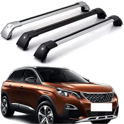 Abbildung von Dachgepäckträger Dachträger für Peugeot 3008 2017 2018 2019 2020 Aluminium (2 Stücke) Integrierte Dachreling Tragkraft 75 Kg Vormontiert Inklusive Schloss,P