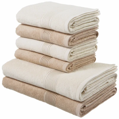 Abbildung von my home Handtuch Set &quot;Anna, 2 Duschtücher 70x140, 4 Handtücher 50x100&quot;, (Set, 6 St., (50x100 cm) (70x140 cm), Set, gestreifte Bordüre, 100% Baumwolle, zweifarbig