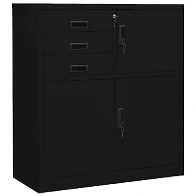Abbildung von vidaXL Büroschrank Aktenschrank Metallschrank Stahlschrank Lagerschrank Aufbewahrungsschrank Schrank Büromöbel Schwarz 90x40x102cm Stahl
