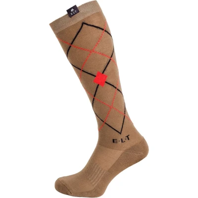Abbildung von ELT Reitsocken Argyle Cappuccino/Rot