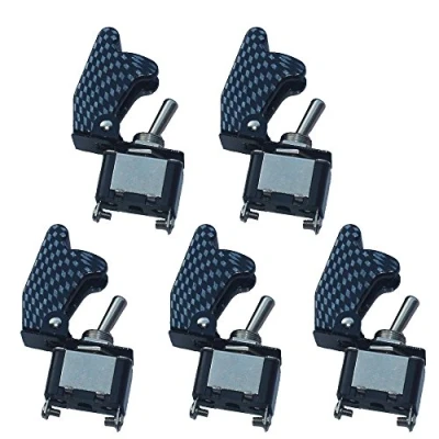Abbildung von Mintice™ 5 X KFZ Kohlefaser Kippschalter Schalter Wippschalter 12V 250V DC SPST 2 Polig Metall