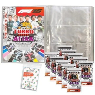 Abbildung von Bundle mit Topps Turbo Attax Formel 1 2025 Trading Cards + Exklusive Collect it Hüllen (1 Leere Sammelmappe 10 Booster)