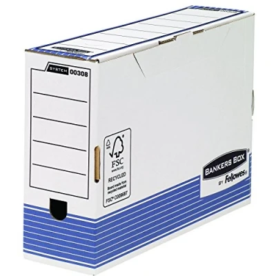 Abbildung von Bankers Box Archivschachtel Folio mit FastFold System, 100 mm, FSC, 10er Packung, weiß/blau