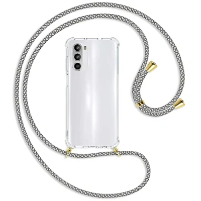 Abbildung von mtb more energy® Handykette kompatibel mit Motorola Moto G52, G82 5G (6.6&#039;&#039;) Fancy Fishnet/Gold Smartphone Hülle zum Umhängen Anti Shock Full TPU Case