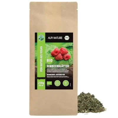 Abbildung von Bio Himbeerblätter geschnitten (250g), Himbeerblättertee, aus kontrolliert biologischem Anbau, Tee 100% natürlich, ohne Zusätze