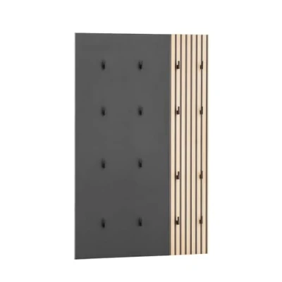 Abbildung von Lomadox Garderobenpaneel ALTAMURA 80, erweiterbare Garderobe Kleiderhaken modern schwarz matt, Eiche Natur