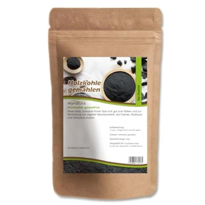 Abbildung von Mynatura Holzkohle gemahlen I Kohlepulver Naturkosmetik Zahnpasta machen Färben Holzkohlepulver Im Beutel 500g