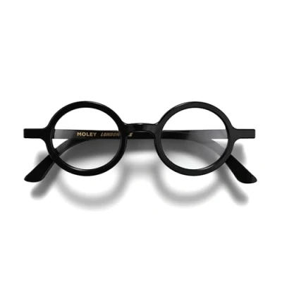Abbildung von LONDON MOLE Brillen Moley Lesebrille Runde Coole Leser Stilvolle Herren Damen Unisex Federscharniere Schwarz glänzend + 1,0 Vergrößerung