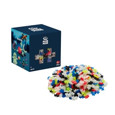 Abbildung von Plus 3974 Geniales Konstruktionsspielzeug, Farbmix Glow, Kreativ Bausteine, nachtleuchtendes Bausteinset, 600 Teile, Nachtleuchtend