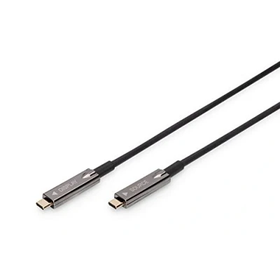 Abbildung von Digitus USB C AOC Hybrid Glasfaser AV Anschlusskabel 3.1 Displayport 1.2 DP Alt Mode Plug&amp;Play Audio/Video Kabel 10m schwarz