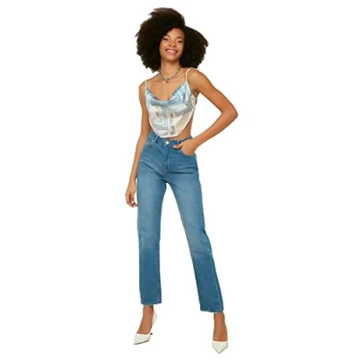 Abbildung von Trendyol, blaue Hohe Taille Bootcut Jeans, blau, 34