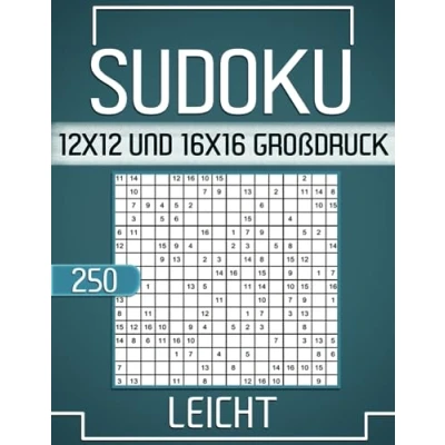 Abbildung von 250 Sudoku 12x12 und 16x16 Großdruck Leicht: mit Lösungen.