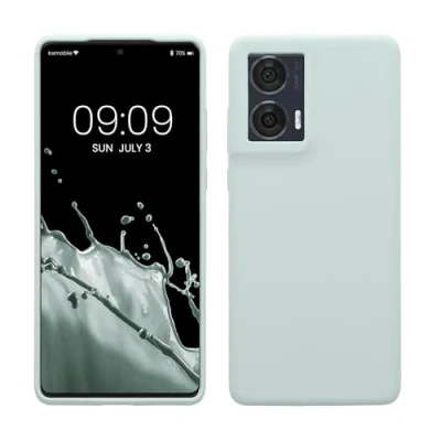 Abbildung von kwmobile Hülle kompatibel mit Motorola Edge 50 Fusion Silikon Handy Case Handyhülle weiche Oberfläche kabelloses Laden Cool Mint