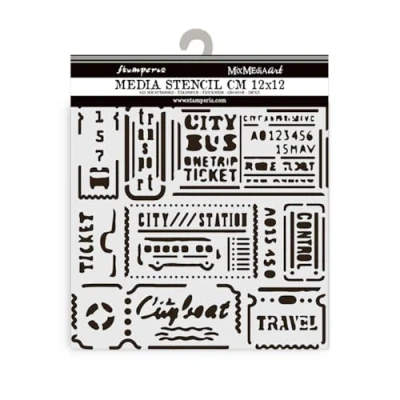 Abbildung von Stamperia Thick Stencils for Scrapbooks, Albums, Cards, Bullet Journals, and More, Flexible Material, Easy to Clean, Perfect Hobbies, Crafts, Gifting (Art of Travelling, Tickets)