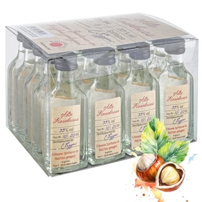 Abbildung von ALTE Haselnuss Obstbrand 20 x mL Exquisiter und milder Schnaps, im Holzfass gelagert, 33 % Entdecken Sie den Premium Genuss der Linie aus Deutschland!
