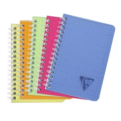 Abbildung von Clairefontaine 328425C Heft mit Spiralbindung / Doppelspiralbuch Linicolor FRESH, 9,5x14 cm, 50 Blatt kariert, Einband aus gerilltem Polypropylen, Farben sortiert, 1 Stück