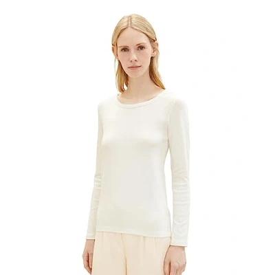 Abbildung von TOM Tailor Langarmshirt, Damen, Größe: Large, Whisper white