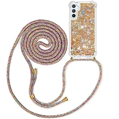 Abbildung von MXKOCO Handykette kompatibel mit Samsung Galaxy A54 5G Glitzer Flüssig Bewegende Treibsand Hülle Band Umhängetaschen+Hüllen Umhängeband Handykordel Schutzhülle Stylische Kette