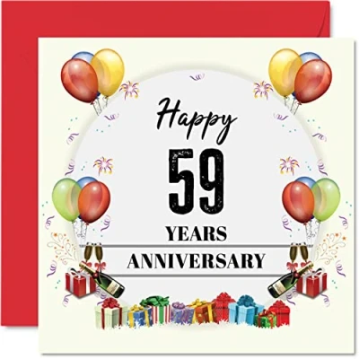 Abbildung von Stuff4 Glückwunschkarte zum 59. Hochzeitstag für Ehemann und Ehefrau Jubiläumsparty Partner, 145 mm x Grußkarten neunundfünfzigste Jubiläen