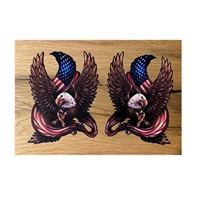 Abbildung von 24/7stickers #659 / 2X Aufkleber Adler je 12,5 x 9 cm Eagle Chopper Bobber Biker Motorrad USA Vintage Retro Oldtimer
