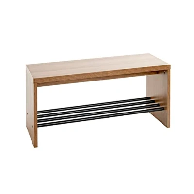 Abbildung von HAKU Möbel Schuhbank Eiche, schwarz, MDF, Metall Maße: B 80 cm x H 40 T 30 cm, Style: Modern