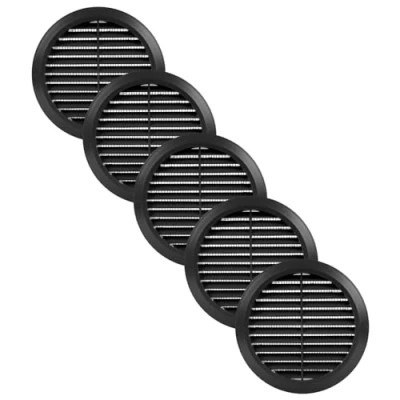 Abbildung von Vent Systems 5 Stück 125 mm Schwarz Lüftungsabdeckung Runde Lüftungsschlitze Grillabdeckung Integrierter Insektenschutz HVAC Lüftungsöffnungen für Badezimmer, Heimbüro, Küche