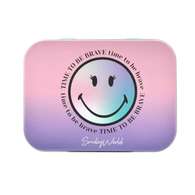 Abbildung von Smiley Glitzereffekt Pflaster in Metalldose, zwei Größen mit niedlichem Design, einfache Entfernung &amp; hautfreundlich, atmungsaktiver Klebstoff, 24