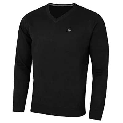 Abbildung von Calvin Klein Herren V Ausschnitt Soft Cotton Pullover Schwarz XXXXL