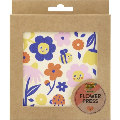 Abbildung von folia 23009 Blumenpresse FLOWER PRESS aus Holz, für Kinder und Erwachsene, 14,5 x cm groß, zum Pressen Trocknen von Pflanzen, Gräsern oder Blüten