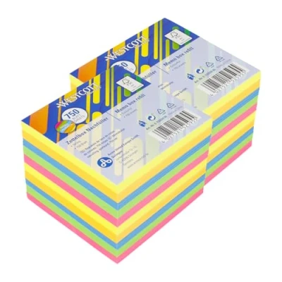 Abbildung von Westcott Notizzettel bunt 750 Blatt Nachfüllpack (2er Set) 2 x Notizblock mit 9 cm großen Blättern in 5 Farben Nachfüllset für Spenderbox FSC zertifiziertes Papier 80g/m² E 1733229 00