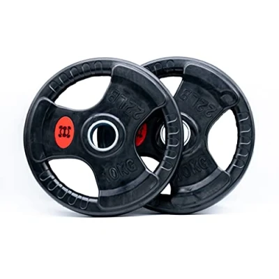 Abbildung von Hantelscheiben 50mm Fitness bumper plates 20 kg set 2x 10 Gewichte gummierte Gusseisen Olympische